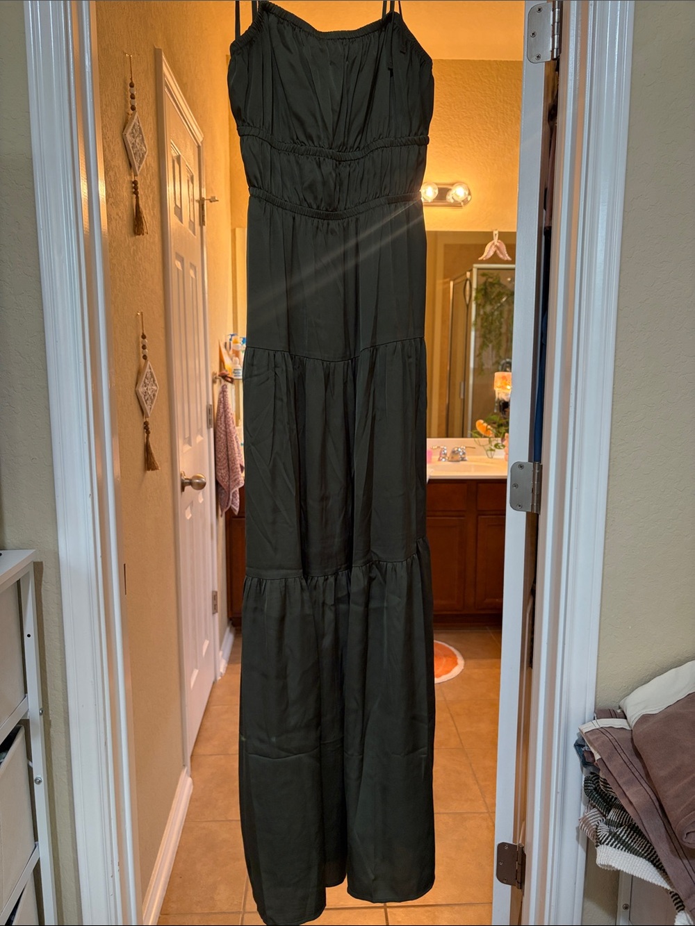 Women’s Express Olive Green Tiered Maxi dress